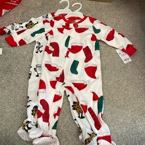 Carters Santa & Stockings Fleece Footed Pajamas 2pc Bundle - 18M
